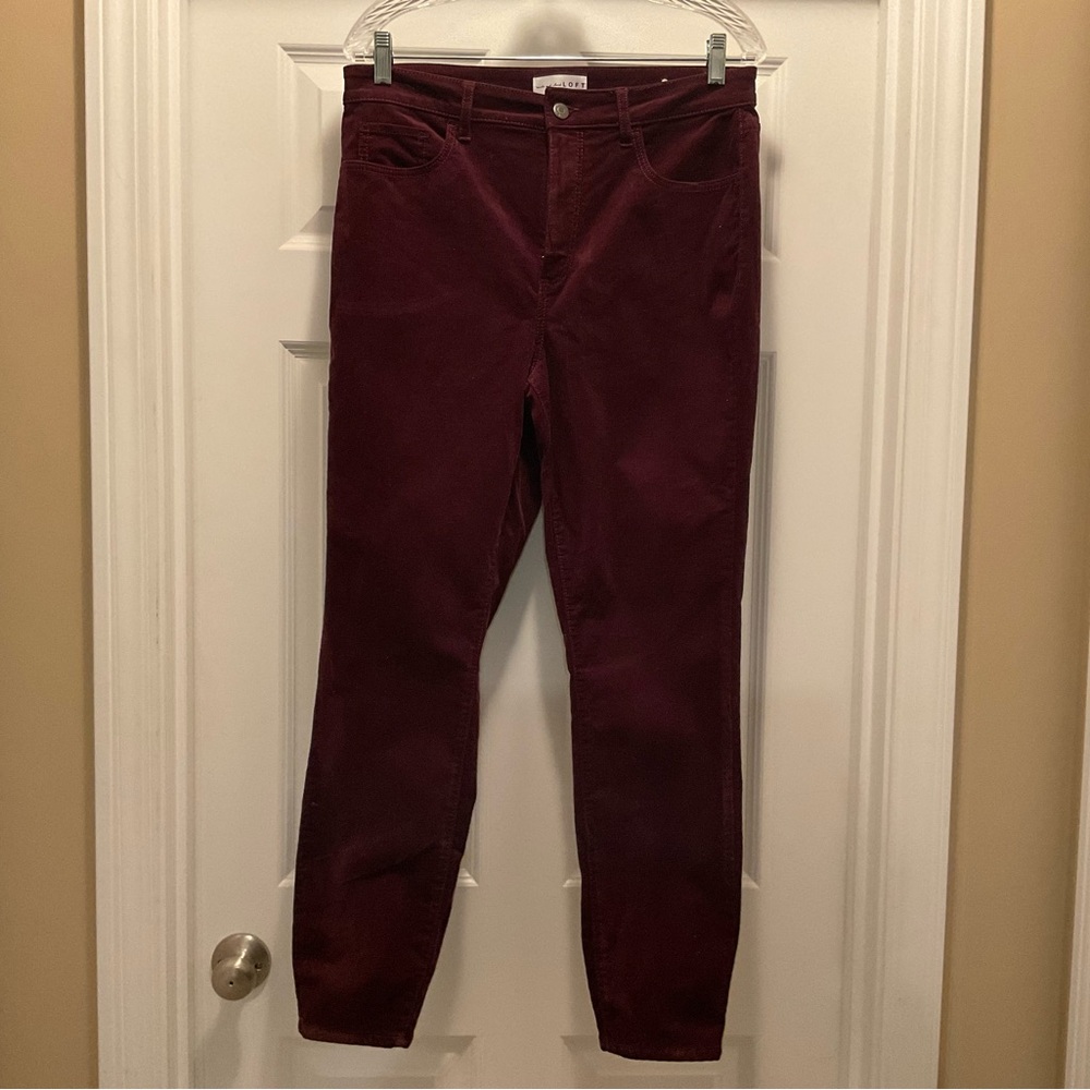 Loft Maroon thin corduroy skinny pants 10/30